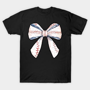 Baseball Mom Coquette Bow Mothers Day Baseball Mama T-Shirt